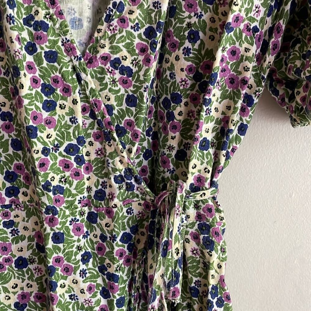& Other Stories Puff Sleeve Floral Wrap Mini Dress - Picture 7 of 16